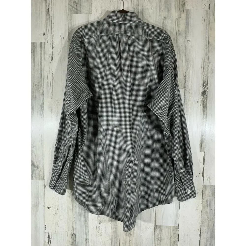 Ralph‎ Lauren Mens Blake Button Up Size Large Black White Shepherd Check Vintage